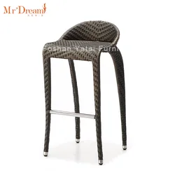 Mr.Dream made in china contemporary waterproof 4 leg low back patio rattan wicker bar stools for courtyard