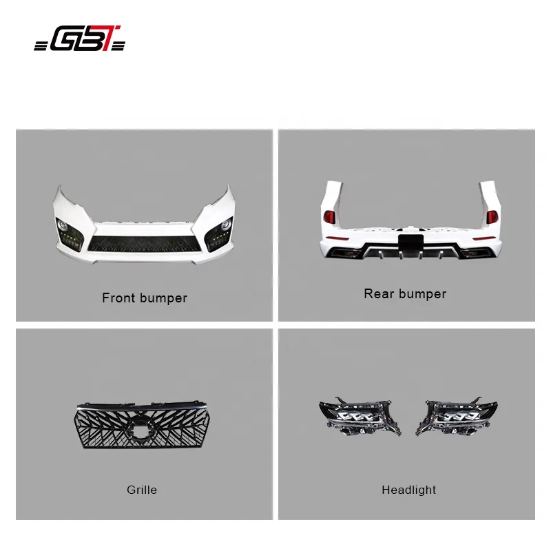  GBT body kits include front rear bumper grille with headlight light 2010-2017 UPGRADE TO 2018 For Toyota Prado