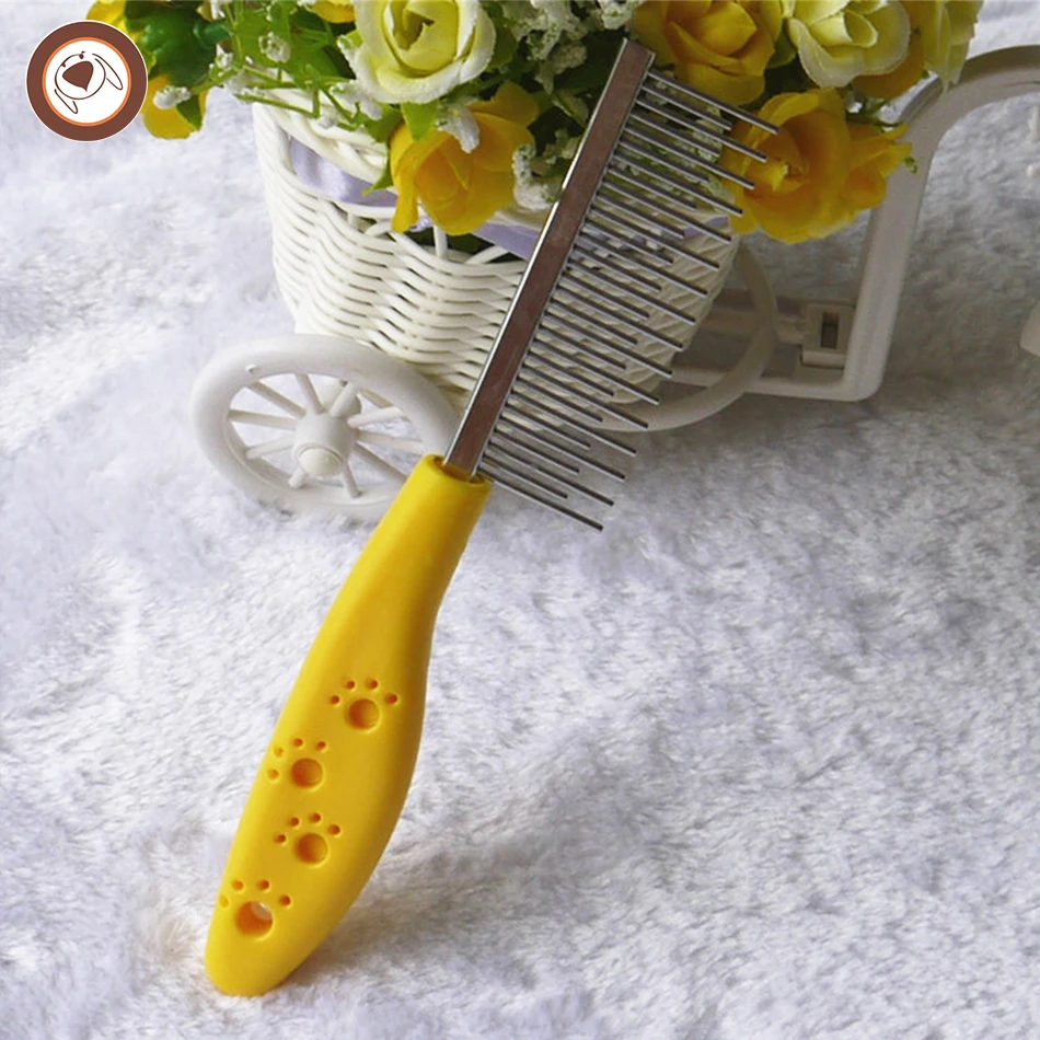 Plastic Paw Print Handle Length Teeth Pet Dog Cat Animal Puppy Poodle Hair Grooming Cleaning Comb