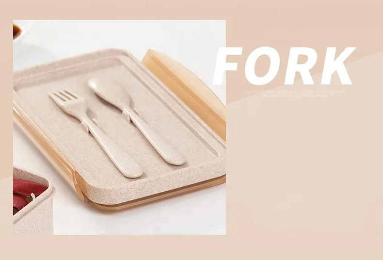 
Wheat Straw Lunch Box Plastic Microwavable Bento Lunch Box Container Thermal Storage Box 