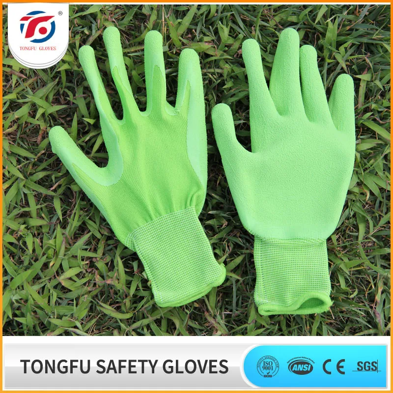 green&green latex coated crinkle finished glove