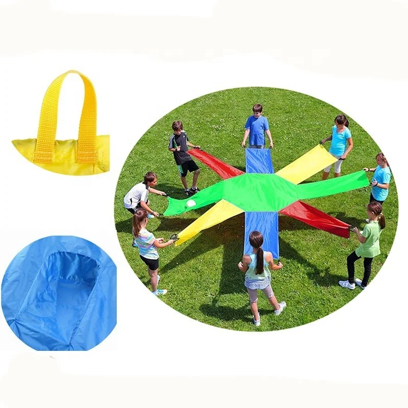 Sunflower Parachute 12ft 8 Sheet 16 Handles Play Chute for 8 16 Kids Children Party Games Toy Team Training