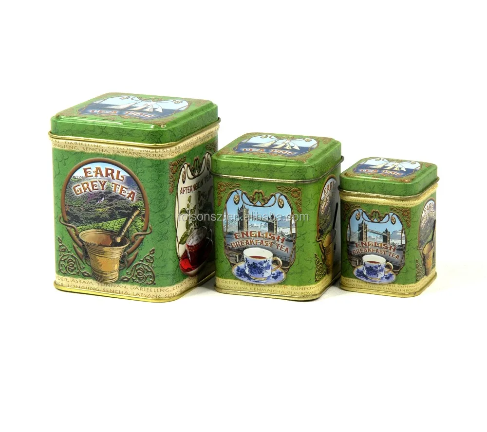 square metal tea tin can coffee tin box custom boxes with logo gift box packaging