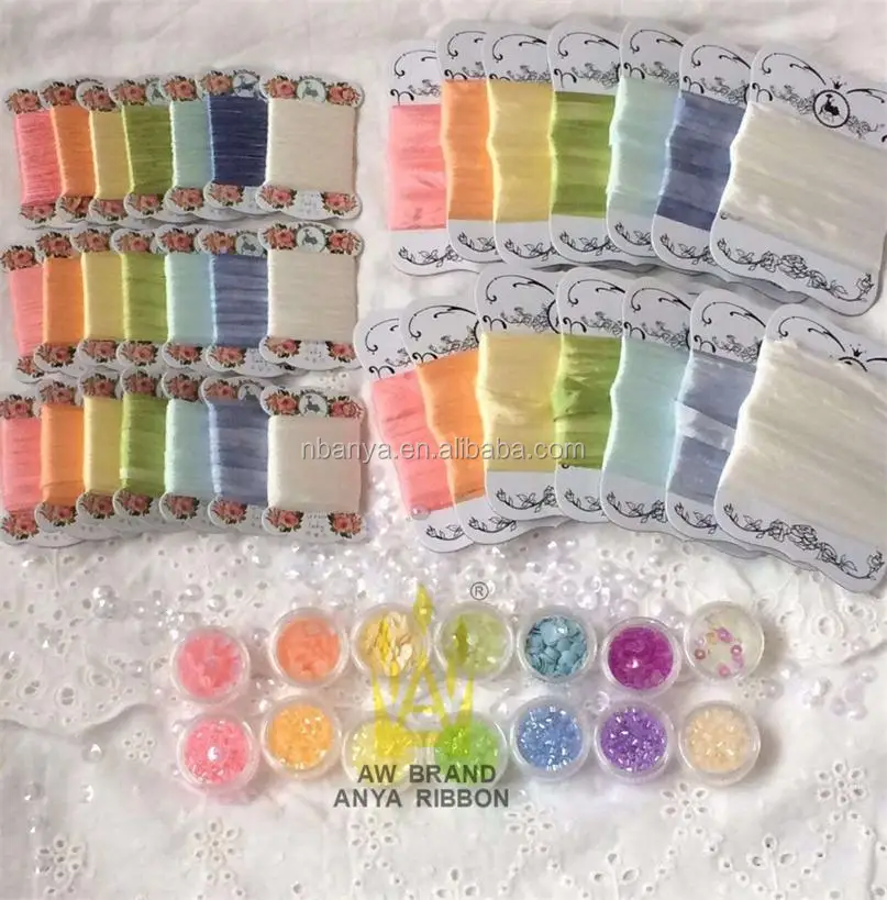 wholesales 4mmX5m/card 100% Real Pure Silk Ribbon for Embroidery Handcraft Thin Taffeta