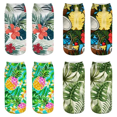 YUELI  sublimation  transfer 3D printing custom plants socks happy socks women  leaves socks