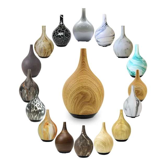 Portable Cool Mist Wood Grain Electronic Ultrasonic Essential Warm Light Wooden Aromatherapy Aroma Diffuser