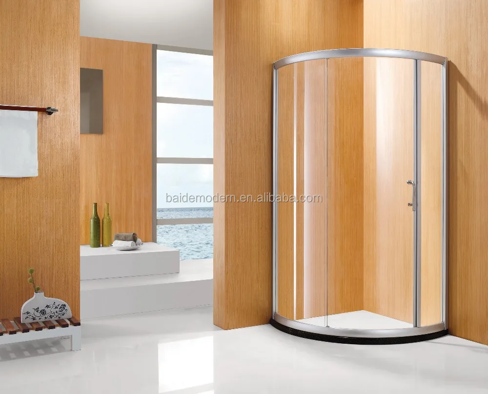 Wholesale customized sliding shower door arc design brushed aluminum frame tempered glass Silding shower door room