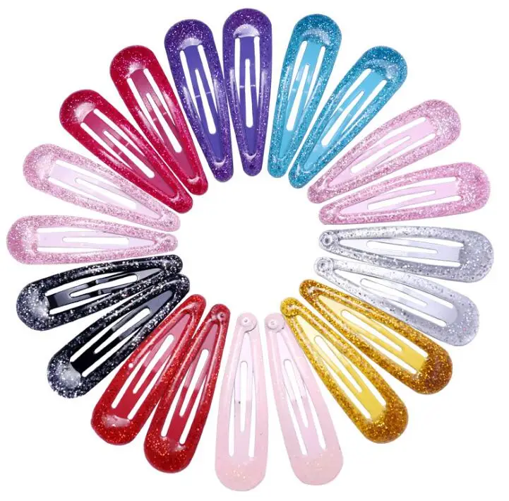 Wholesale 5cm Metal kids Barrettes Cute Hair pins Glitter Snap Hair Clips  For girls hair Accessories children  accesories