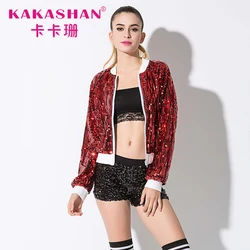 Hip Hop Dance Costumes Girls Dance Wear Sequin Jacket