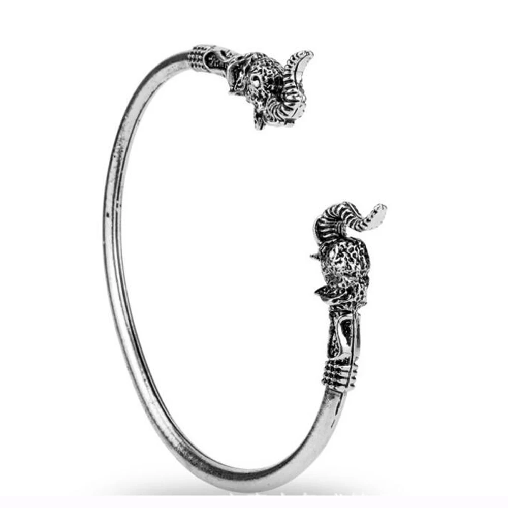 Pagan elephant head Fenrir Viking bracelet Two head elephant a double wolf head bracelet