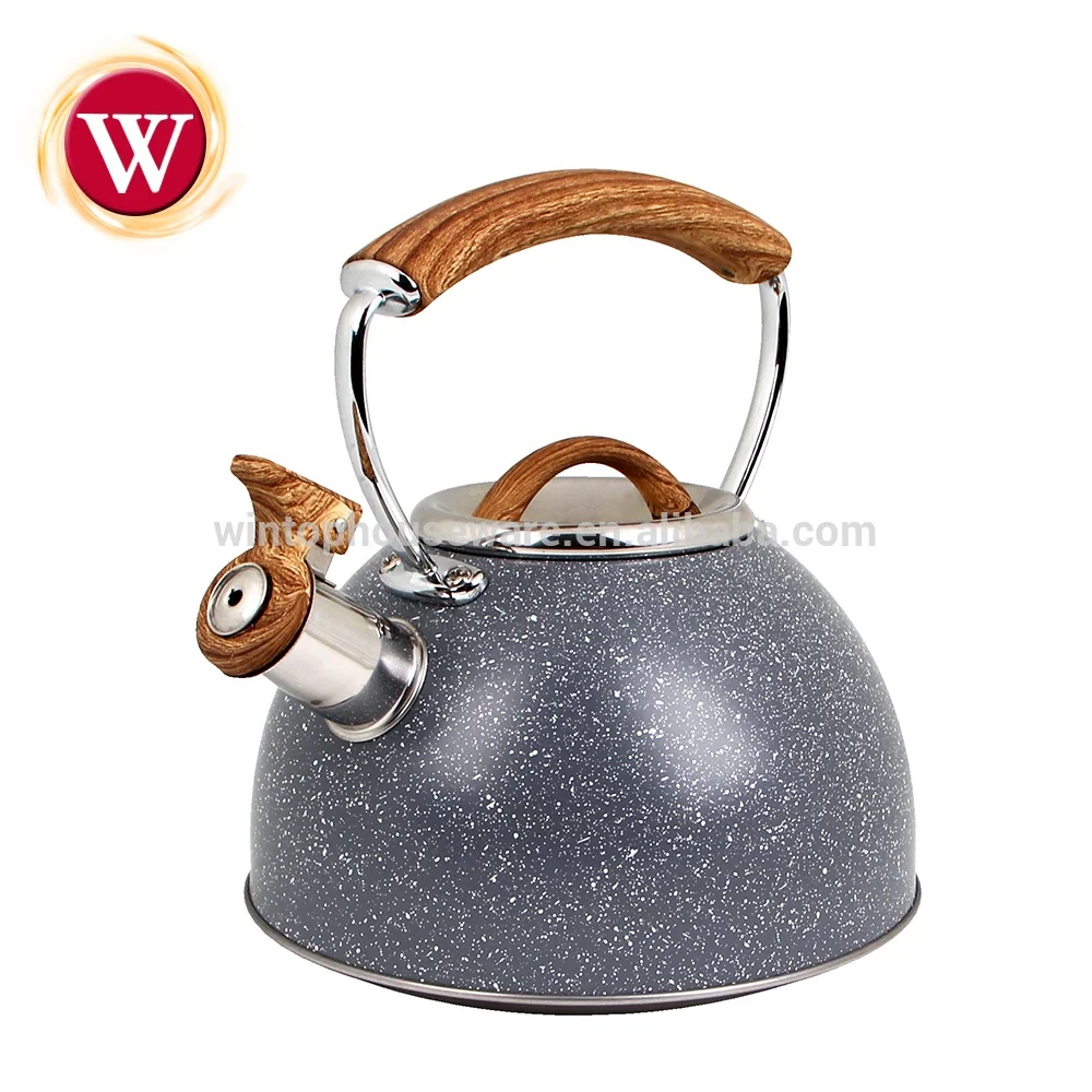 Чайный чайник со свистком из нержавеющей стали с цветным рисунком