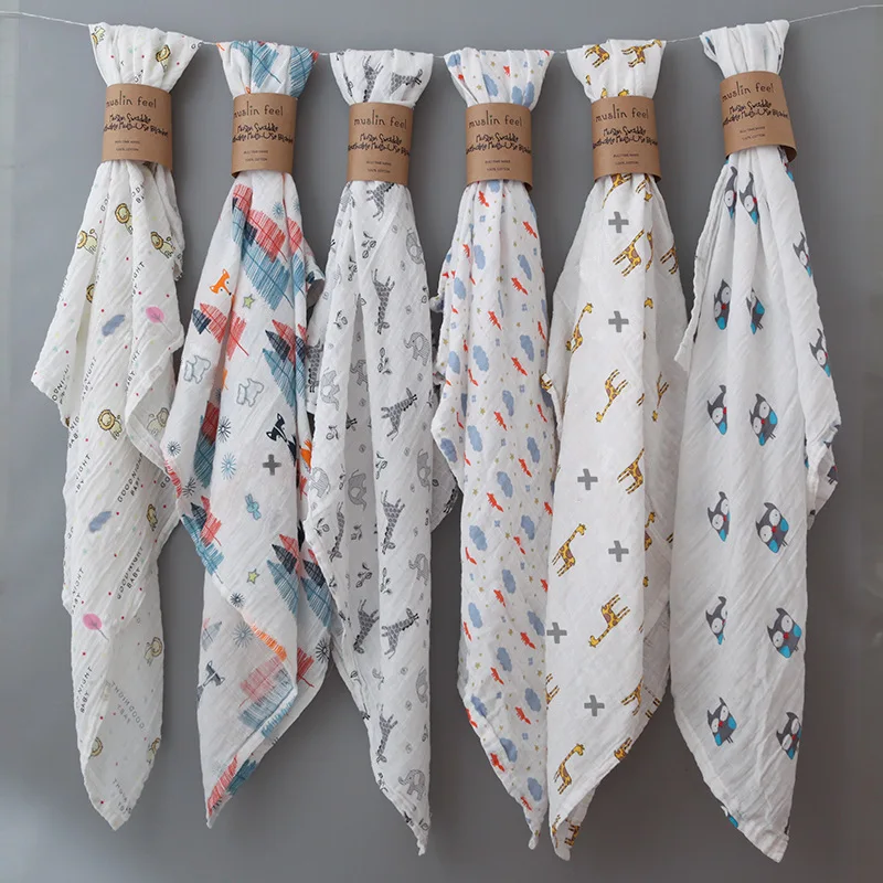 100% хлопок, двойная марлевая ткань для пеленок младенцев