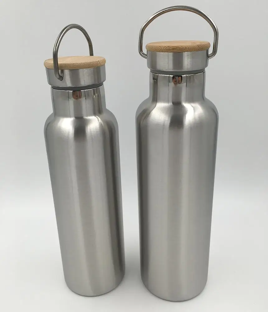Standard mouth 350ml/500ml/600ml/750ml/1000ml stainless steel insulated sports water bottle with bamboo Lid