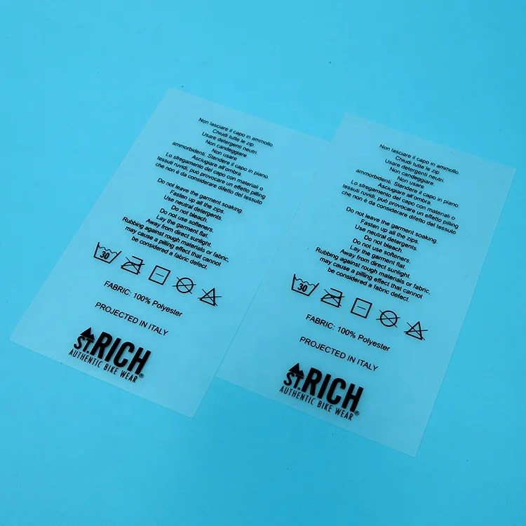 Clothing Label Maker Private Custom Silk Screen Printed Brand Washing Instruction Care TPU Labels for Swimwear
