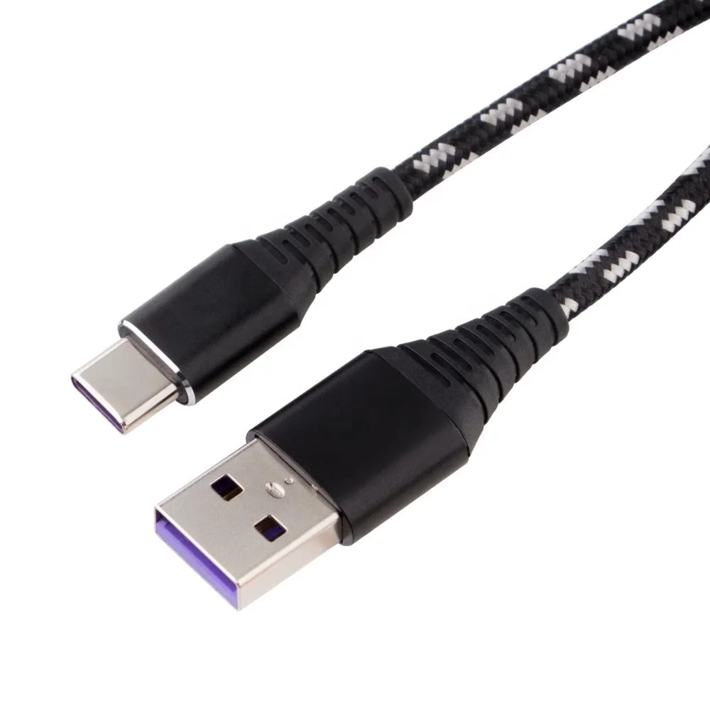 
Metal connector micro usb nylon braided type c cable 
