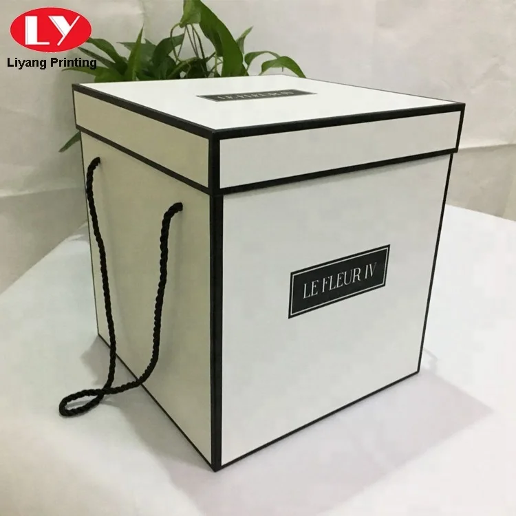 Wholesale Delivery Packaging Cardboard Paper Flower Boxes Logo Luxury Square Cardboard Paper Flower Box