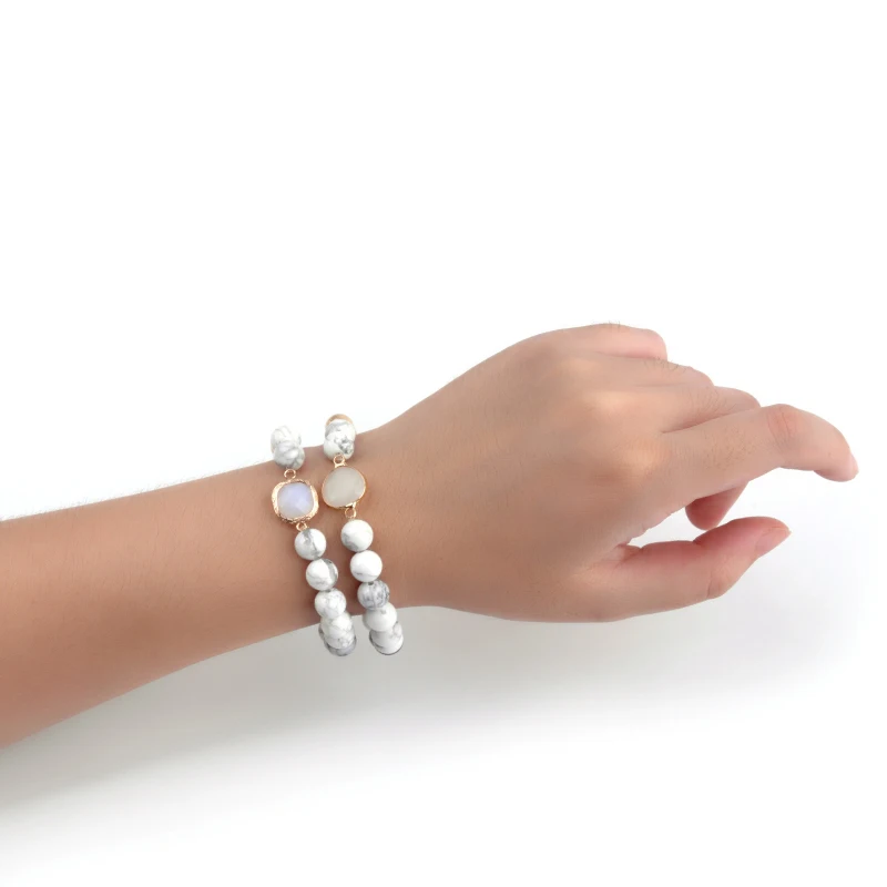 
Wholesale Handmade Natural Stone Beads Crystal Glass Gemstone Charm Stretch Bracelet Jewelry 