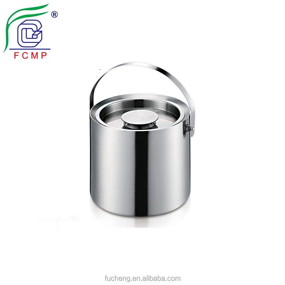 Custom Stainless Steel Metal Ice Bucket Ice Bucket with Lid and Tongs