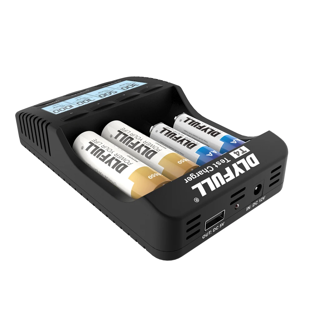 Dlyfull 4 slots Universal  lithium battery charger NiMH NiCd rechargeable battery charger with Capacity Test Function