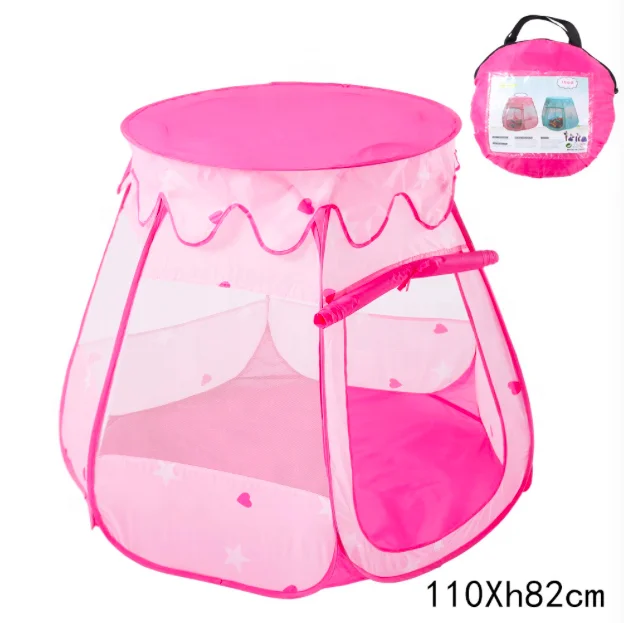Foldable Pink Play Tent Toys for Toddlers Indoor & Outdoor Use Comfortable Shelters Play Ball Pit  Castle Tent with single layer