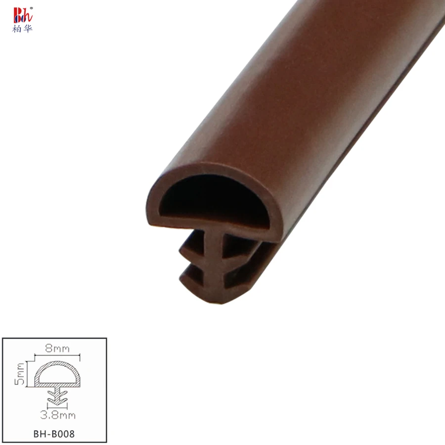 Brown Door Repair PVC Rubber Sealing Strips Timber Wooden Door Window Frame Groove Gasket Caulk Sealed Weather Strip D 8x5x3.8mm