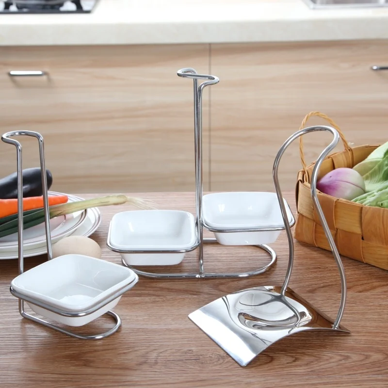 Stainless Steel Spoon Rest Soup Ladle Colander Holder Stand Rack for Kitchen Countertops Table