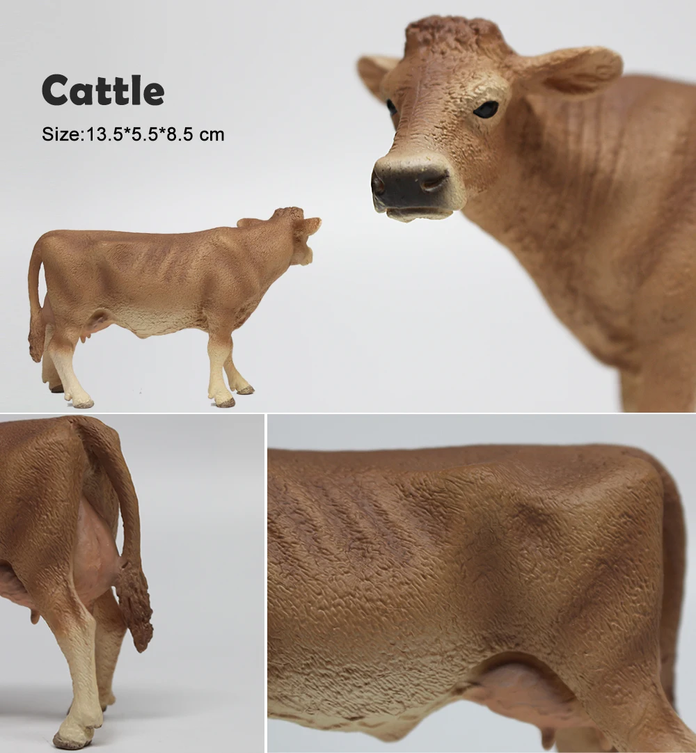 High simulation figure farm animal cattle hand painted solid model play set toy plastic cows
