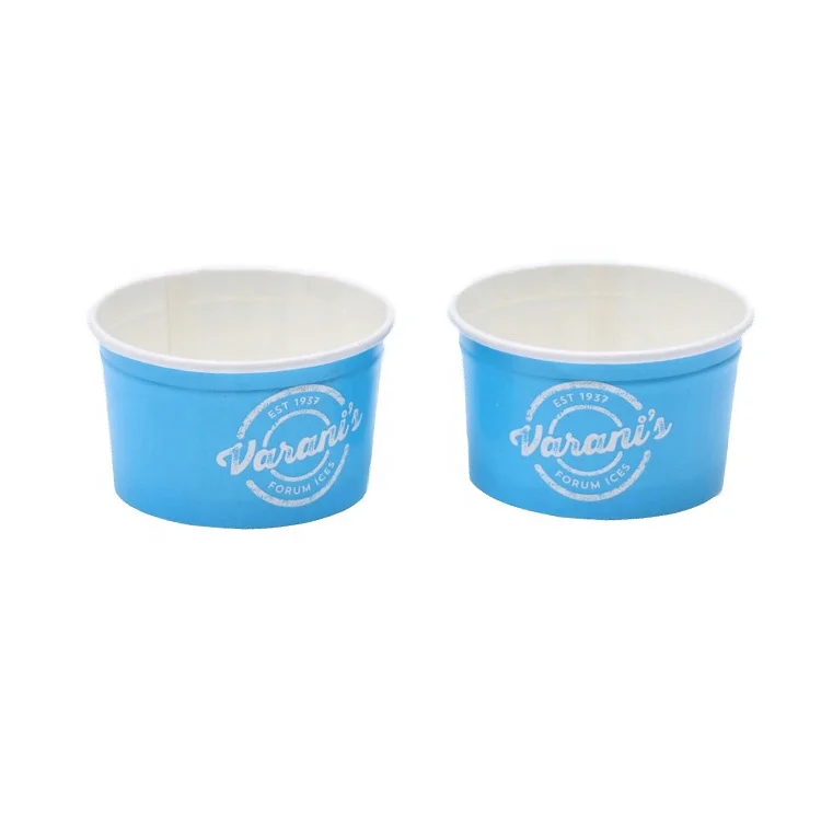 Custom printed cartoon 4oz disposable compostable white cardboard paper ice cream packaging cup