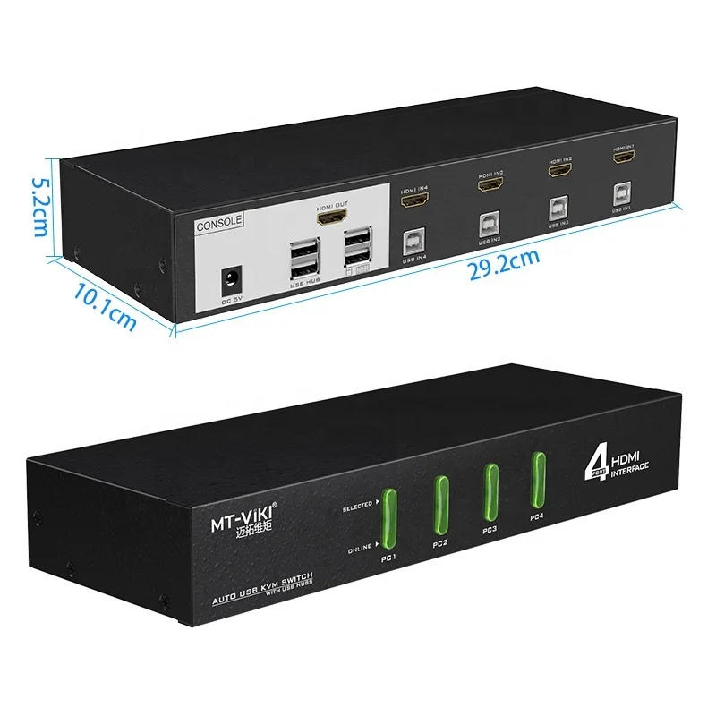 Mt-Viki Auto Scan Hd 4K 4 Port Usb Kvm Switch Hdmi