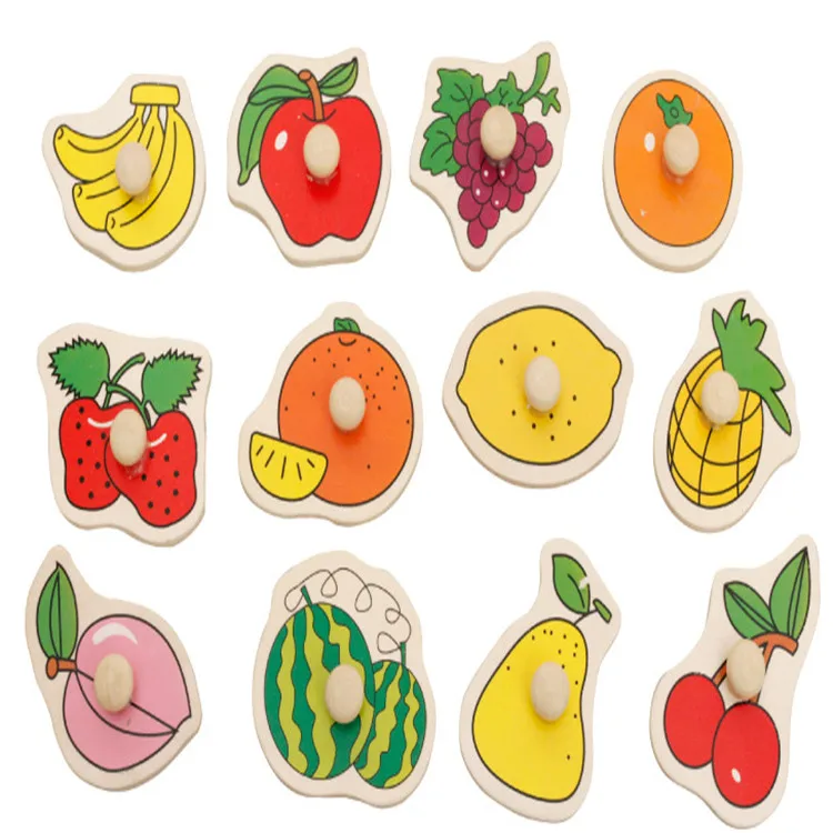 custom good quality brand Handmade capital fruit wooden peg puzzle
