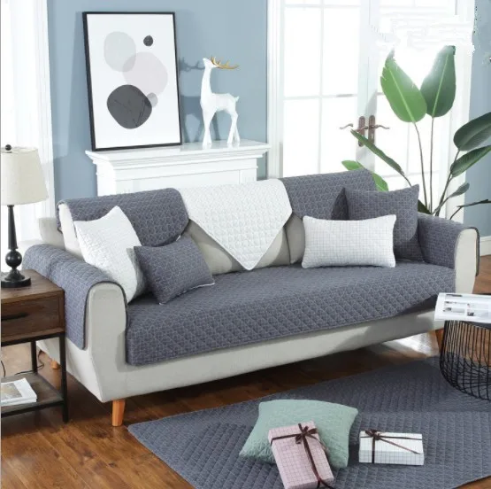 Charmcci 600213 Decorative l shape sofa cover cushion set design high quality leather satin 3 places living room printed