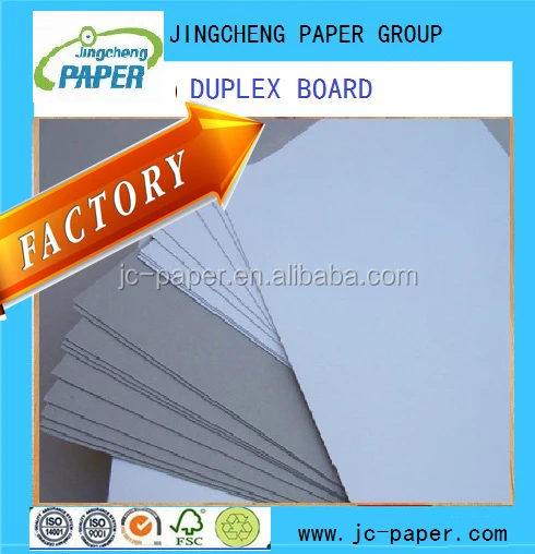 white duplex board paper grey back GD2 paper 180-500gsm