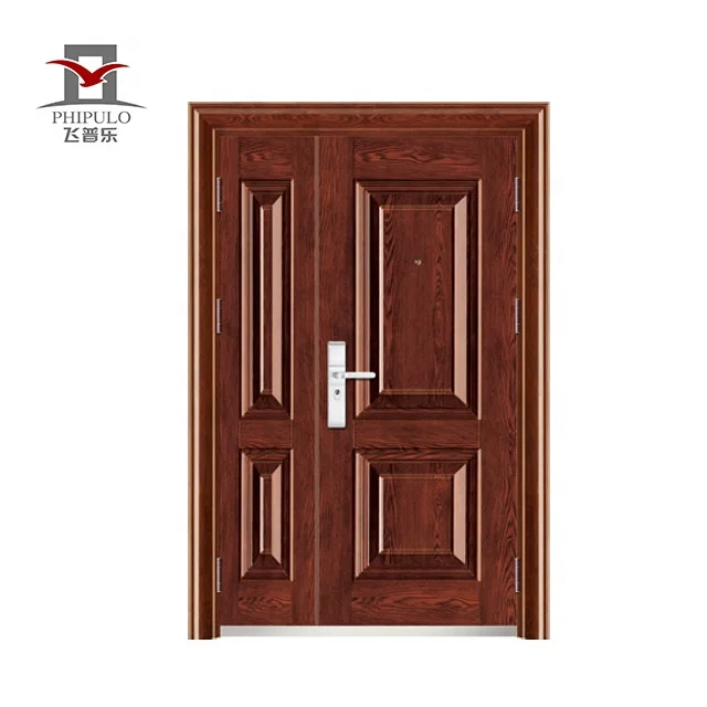 Phipulo One And Half Entrance Security Steel Door Exterior Waterproof Anti-Theft Metal Main Gate