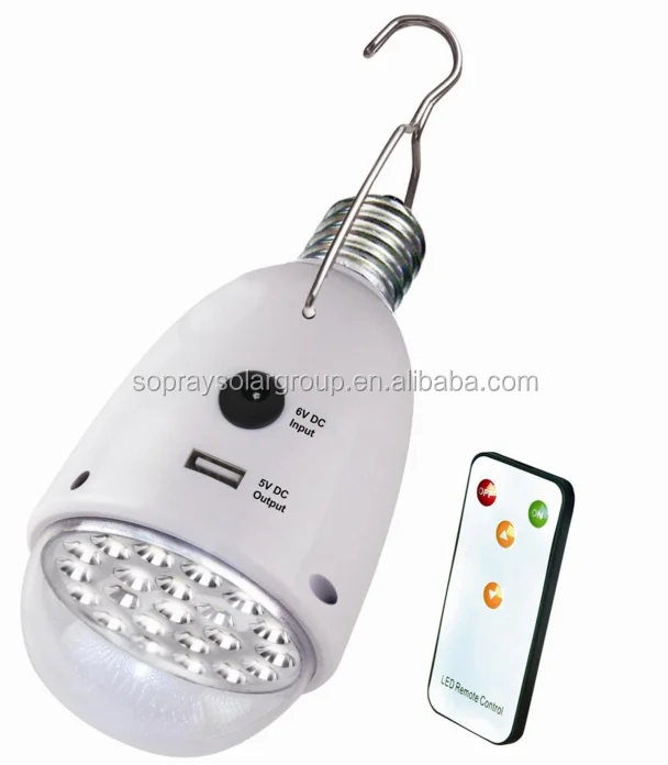 Rechargeable LED Bulb Small Sun Torch Portable Solar Lamp With 6V1W Solar Panel Input