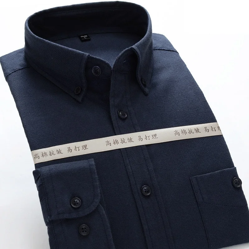 Низкий минимальный заказ, новый бренд, Мужская однотонная Весенняя Повседневная рубашка из ткани Оксфорд по оптовой цене