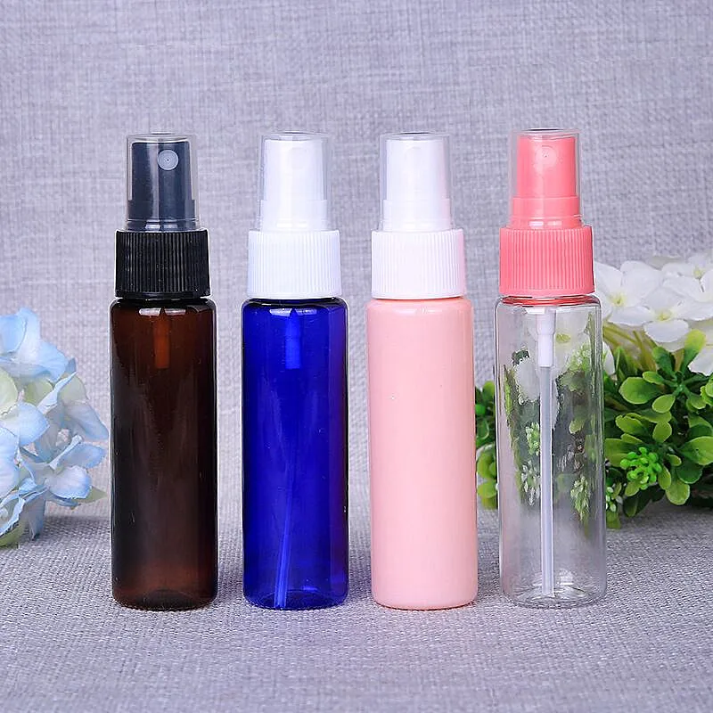 30 ml transparent amber blue green pink  plastic toner fragrance fine mist pocket spray bottle