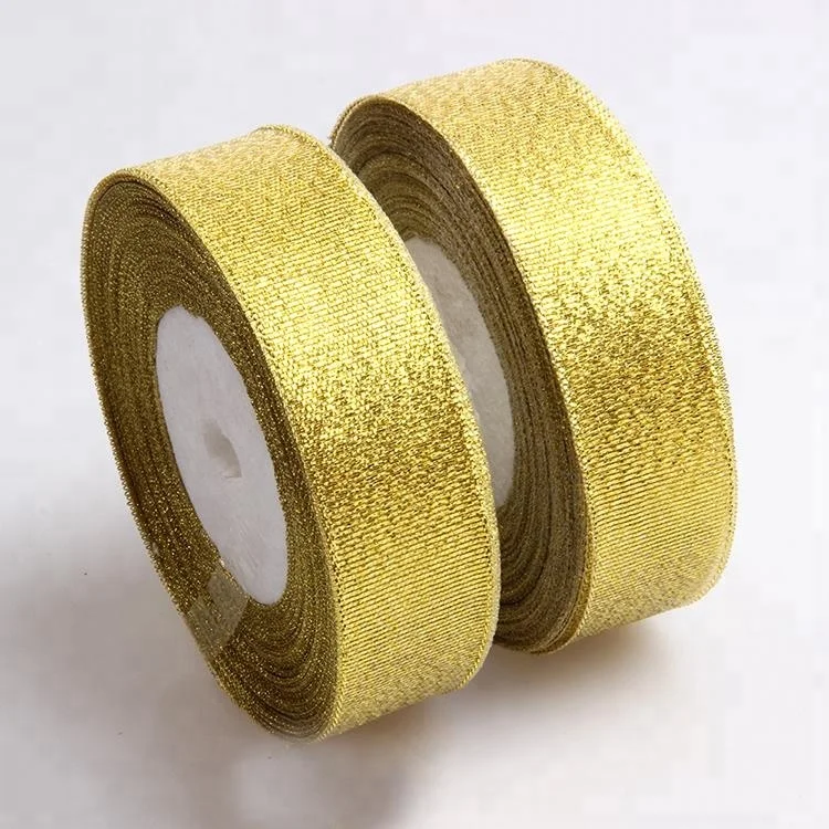 Sotock wholesale  ribbon ,1 inch gold glitter ribbon tape