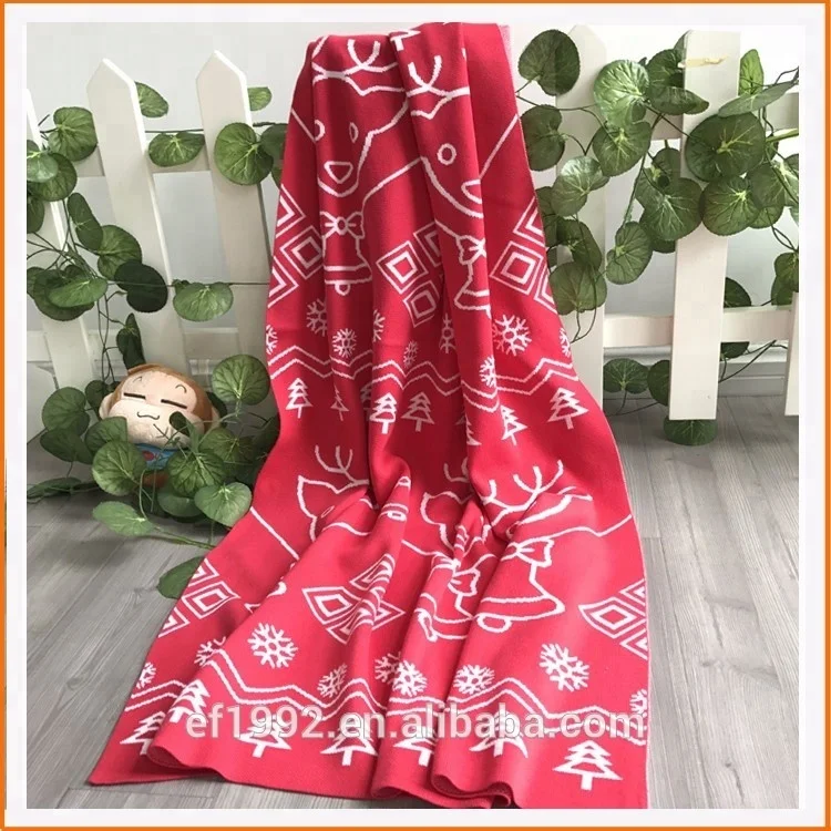 Christmas Knit Pattern Throw Blanket for Baby and Children