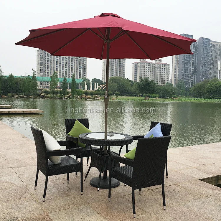 Modern Outdoor Furniture Patio Dining Table with Umbrella Wicker Dining Table Chairs