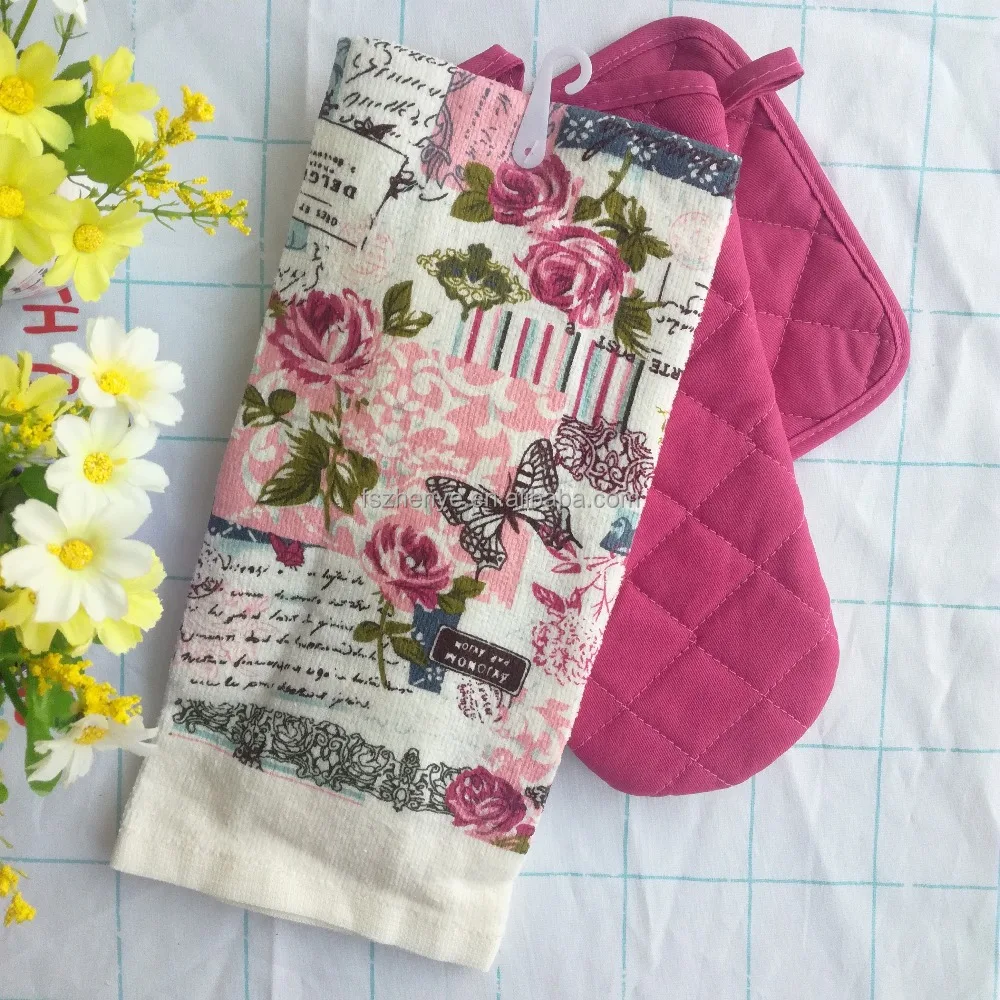 Kitchen Towel, Potholder and Oven mitt 3pcs Kitchen Sets