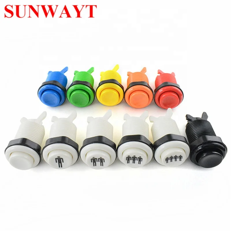 Factory direct wholesale Arcade 28mm Mounting hole American happ Style Multi Color Push Button long one for Arcade Game Machines