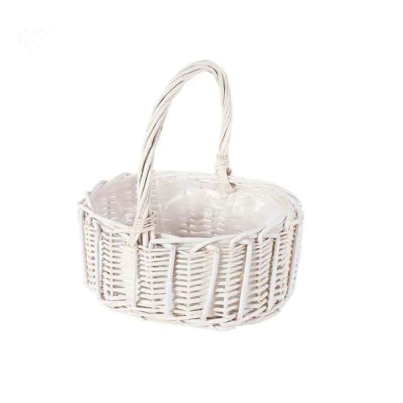 Willow Baskets Mini Custom Size Wicker Basket White Natural Handle  Storage Baskets