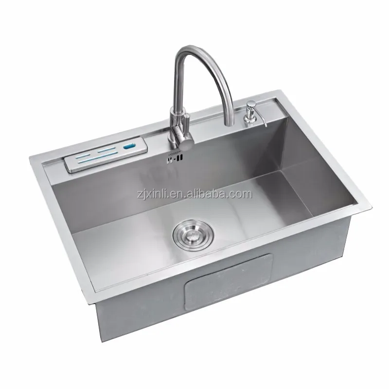 72*46CM SUS304 Stainless Steel Undermount Rectangular Single Bowl Kitchen Sink with Knife Holder X26010