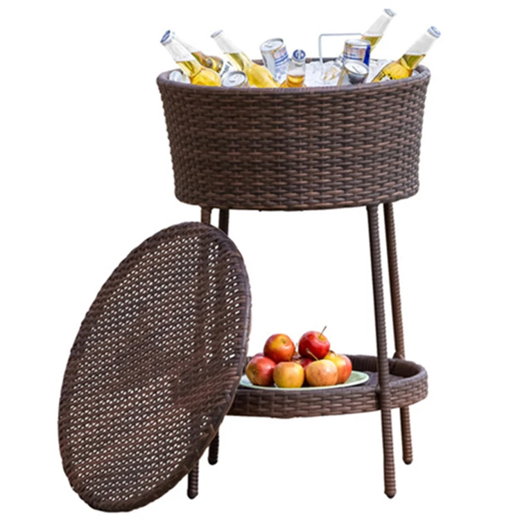 Plastic round bar cooler table outdoor ice bucket table weather resistant