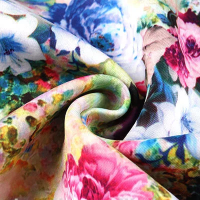 Supplier High Quality Flower Printed Scuba Fabric China for Woman Jersey Fabric Dress Mattress Lining Garment Outdoor Memory