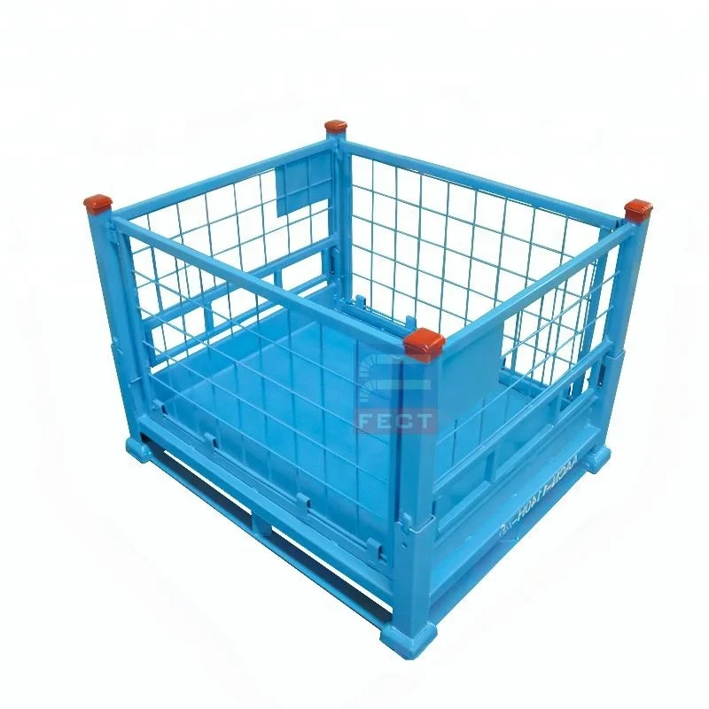 Warehouse Light Duty Foldable Metal Cage Container Food Industry Flat Pallet metal stackable pallet
