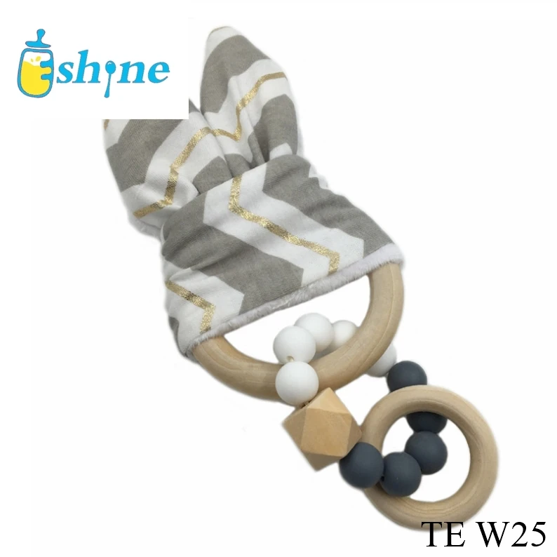 High quality wood material  Infant Toy Baby Teething  Organic Bunny Ear bunny teether