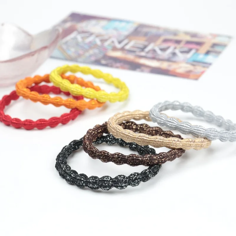 Женская модная эластичная резинка для волос на заказ, аксессуары для волос KKNEKKI, простой блеск для волос