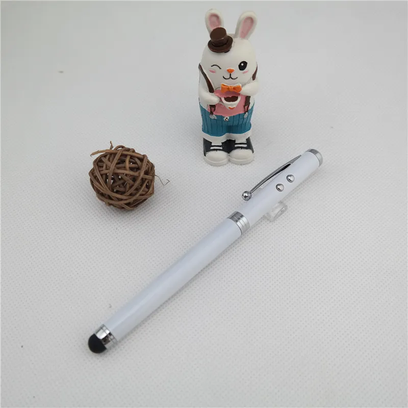 Multi functional 4 in1 red Laser pointer pen, led light pen with stylus tip