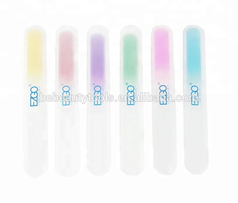 Glass nail shaping files for natural&artificial nails, nail polish file in leather pouch, French mani pedi art shiner file